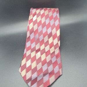 Reaction Kenneth Cole Burgundy and Cream Diamond Tie